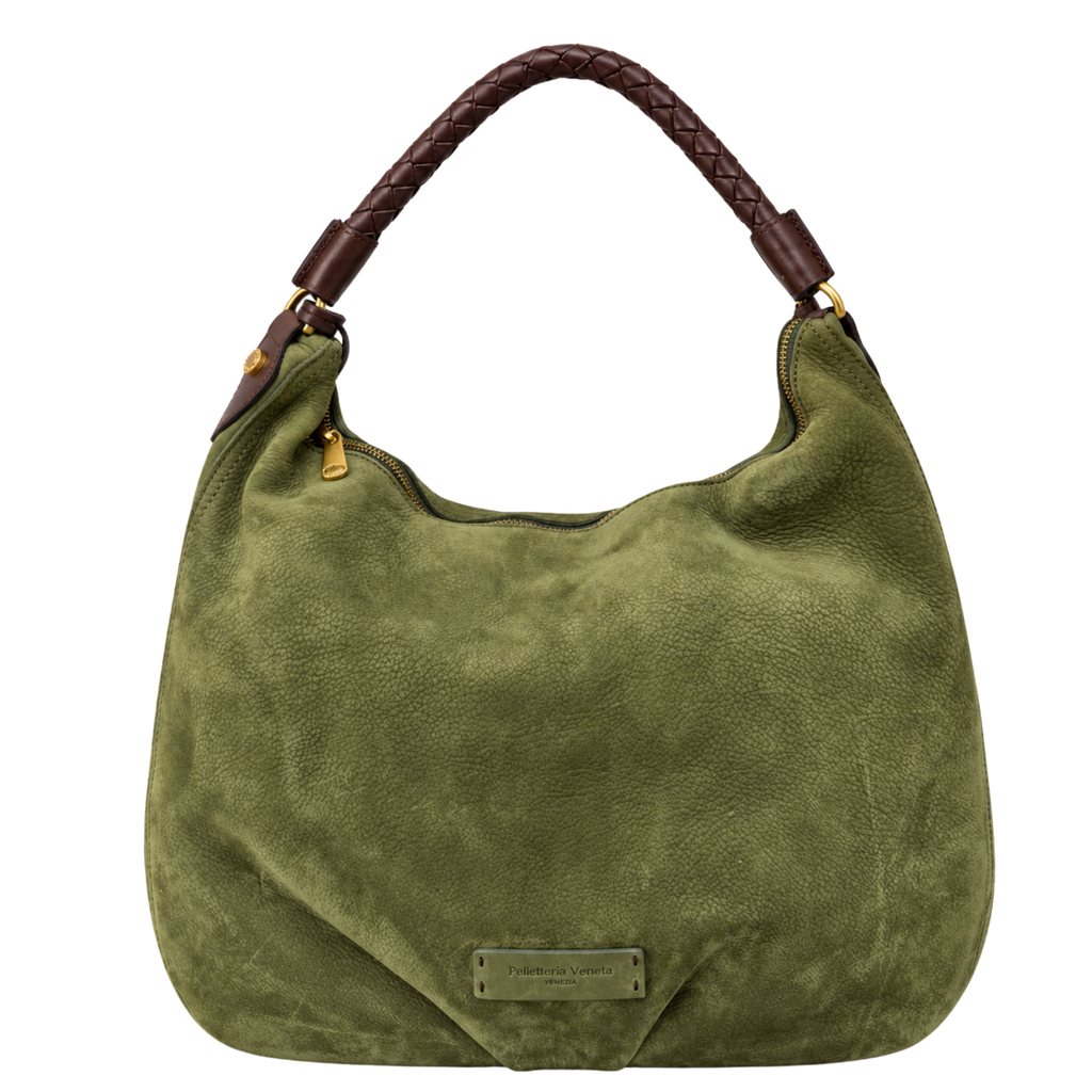 Hobo bag in vera pelle nabuk Riva Pelletteria Veneta