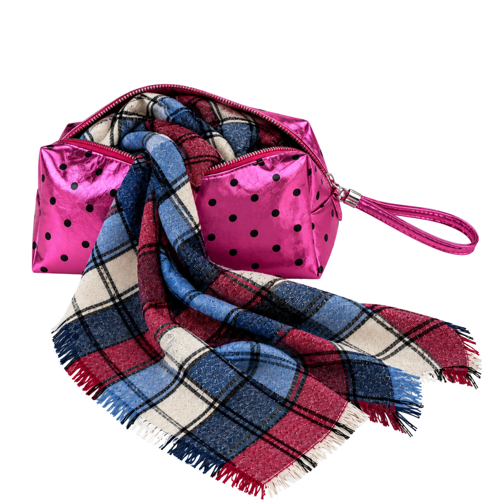 Sciarpa Triangolare Donna Coveri a Quadri con Pochette