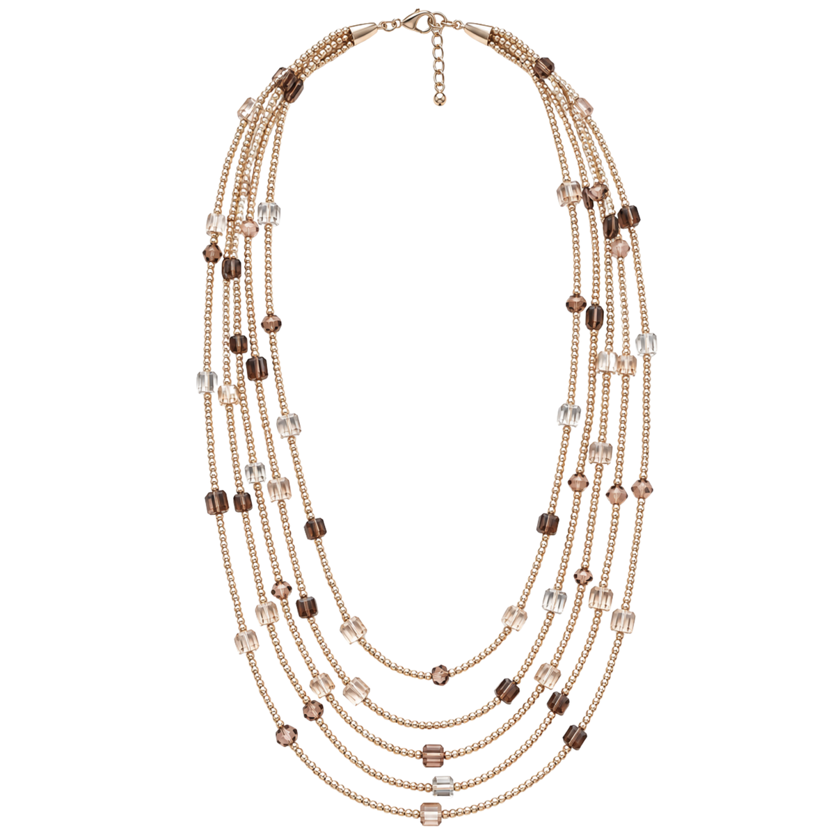 Collana lunga multifilo con cristalli cubici