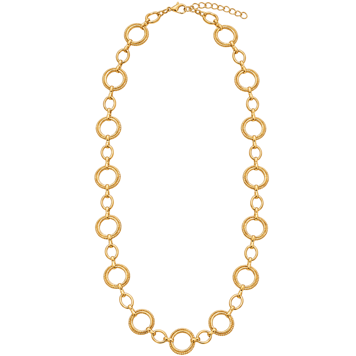 Collana lunga in acciaio inox dorata a catena con anelli intrecciati