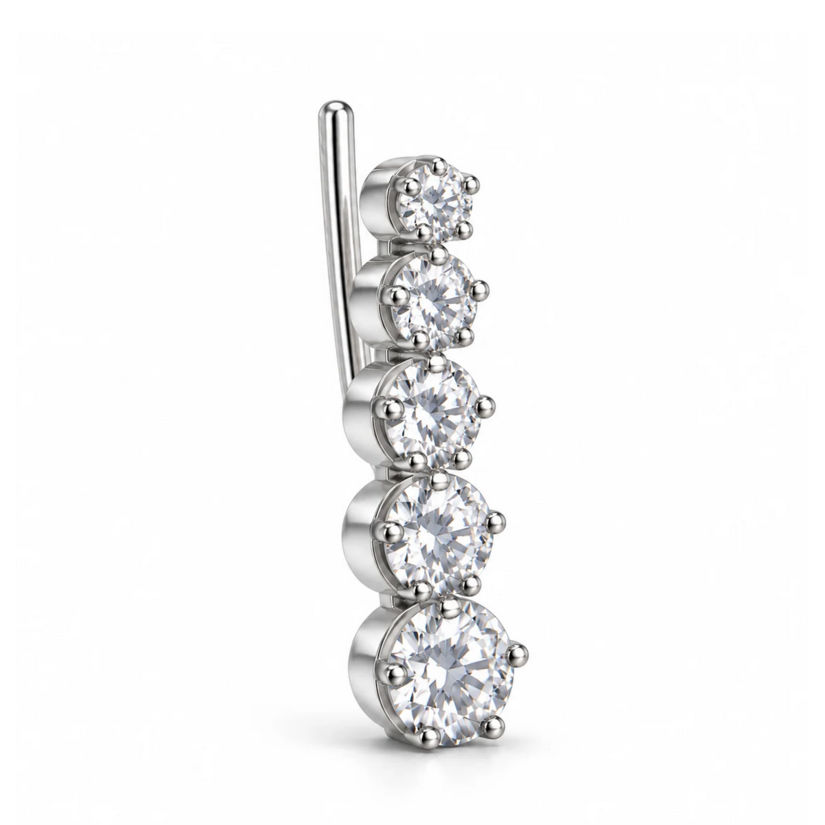 Orecchino Ear Climber mono Puntoluce in Argento 925 Rodiato