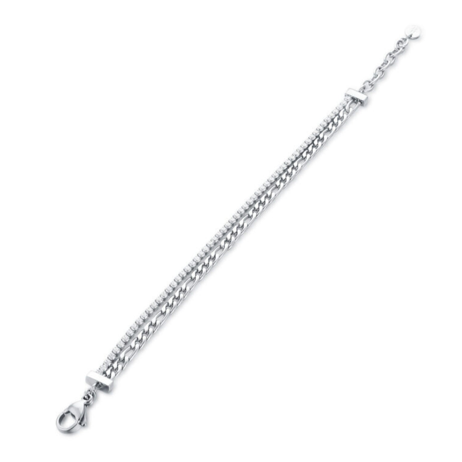 Bracciale Tennis Catena Figaro_AcciaioInox "BRAND"