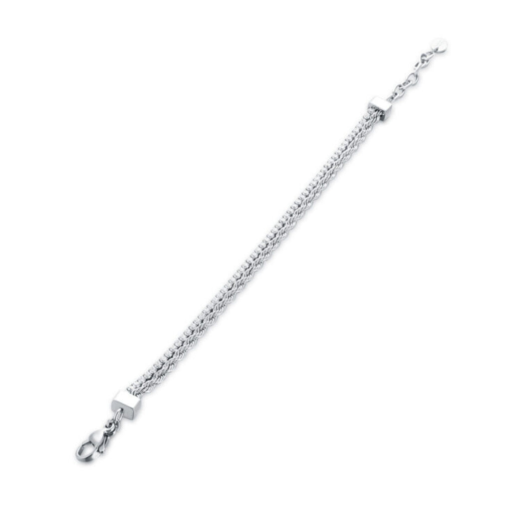 Bracciale Tennis Catena Corda Acciaio Inox - Brand