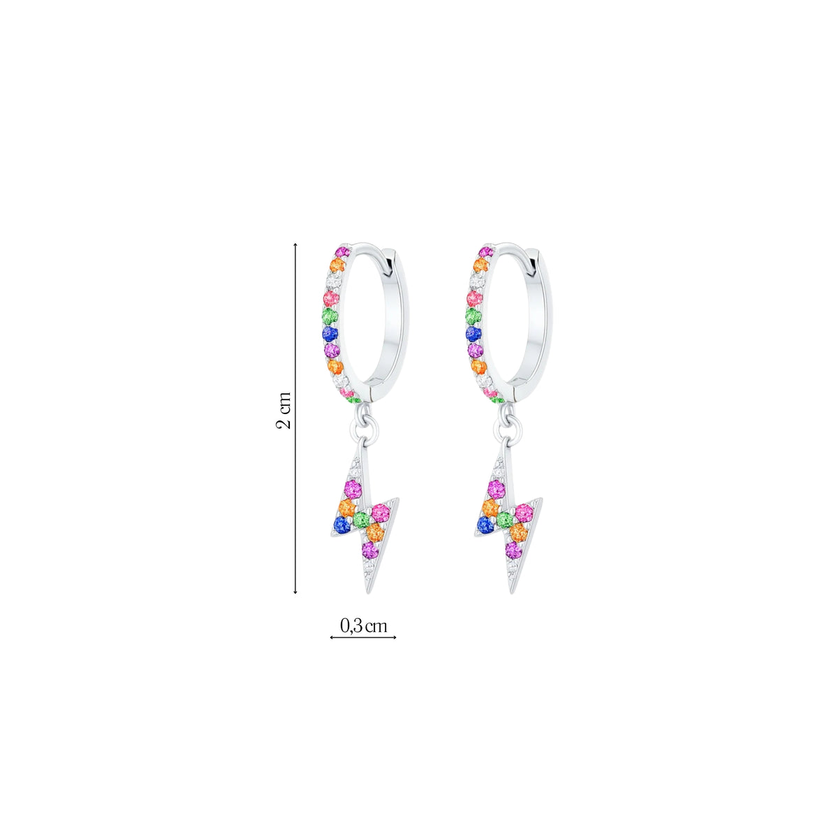 Coppia di Orecchini Fulmine Multicolor in Argento 925 - Les Folies
