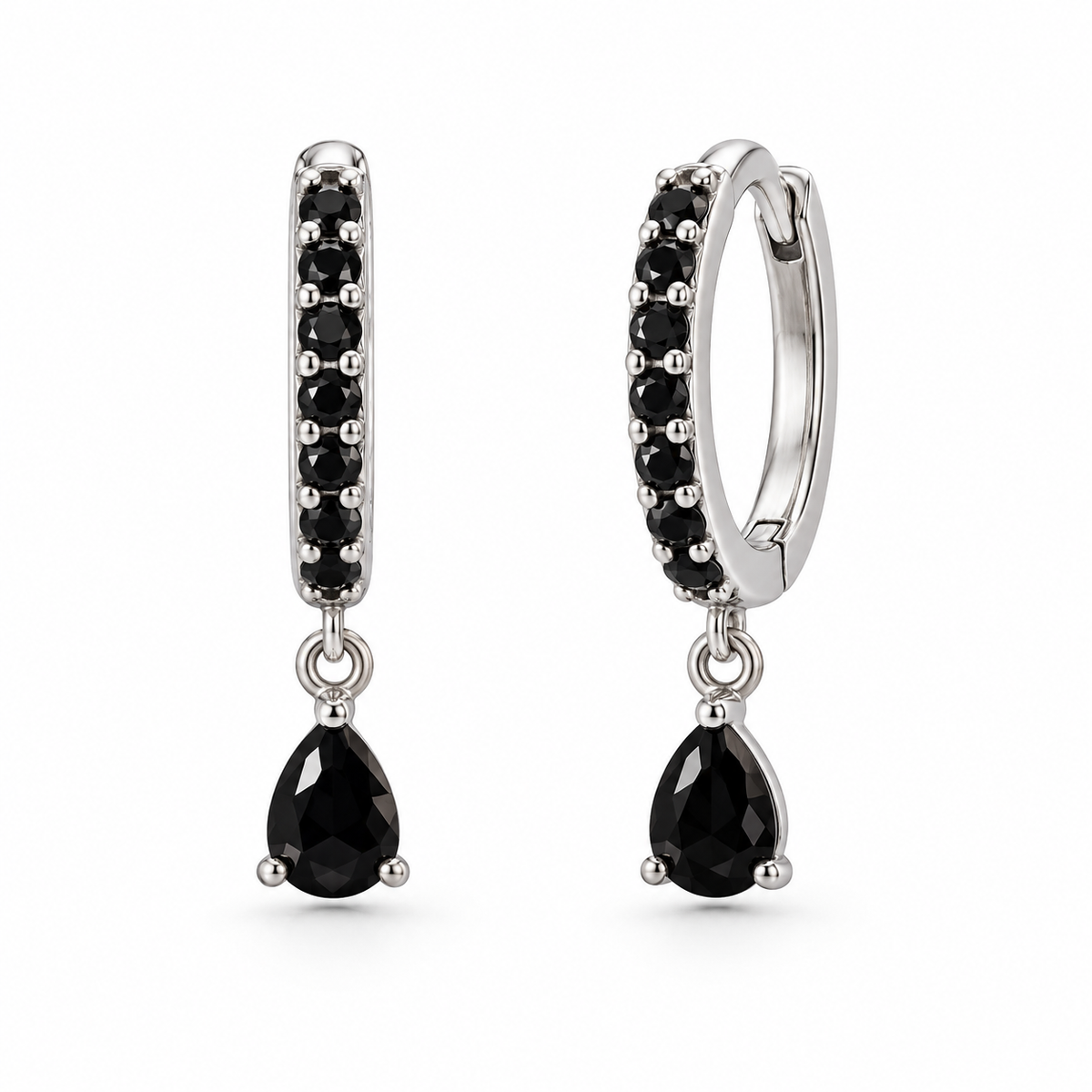 Orecchini a Cerchio con Goccia pendente in Argento 925