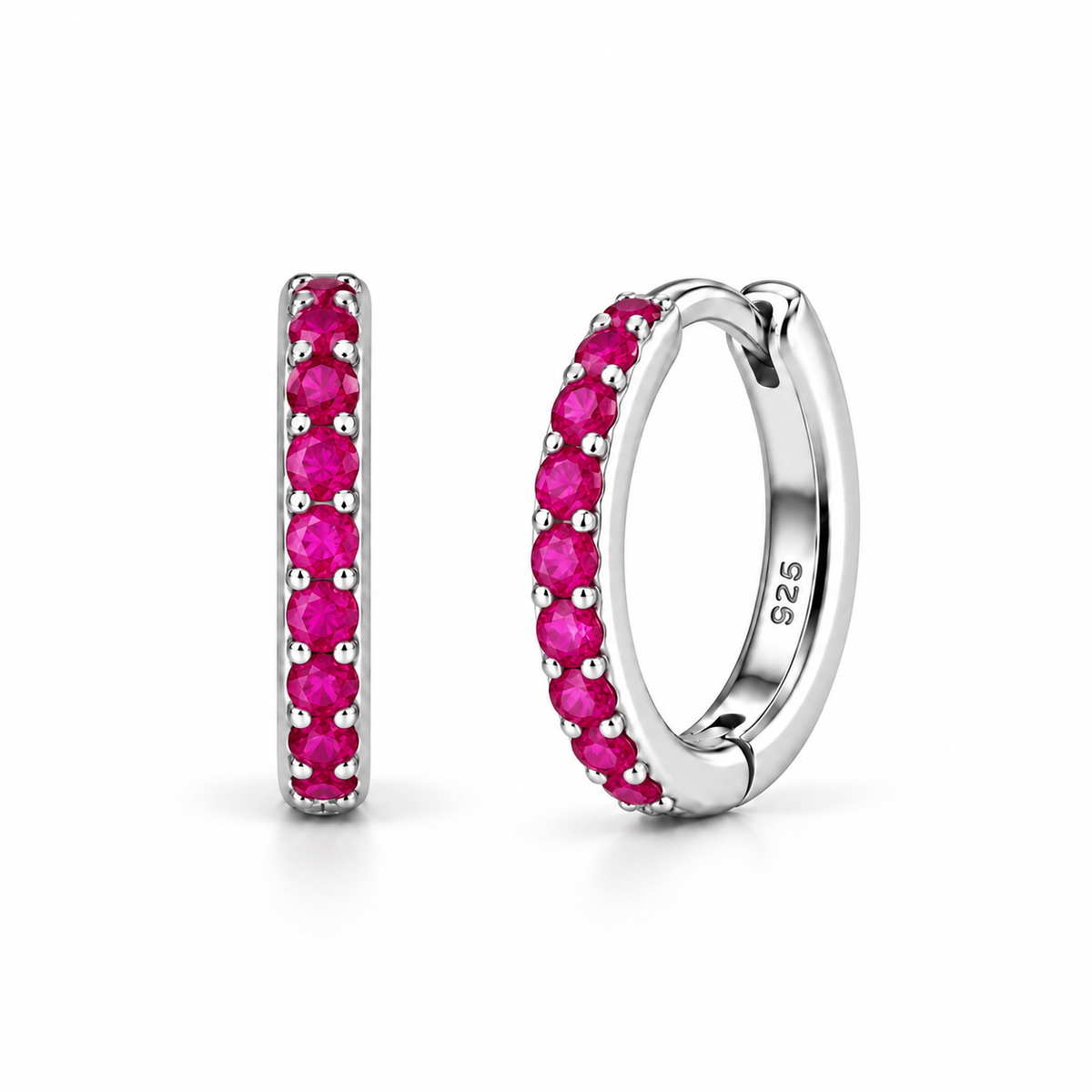 Orecchini a Cerchio Fucsia in argento 925 in 4 misure
