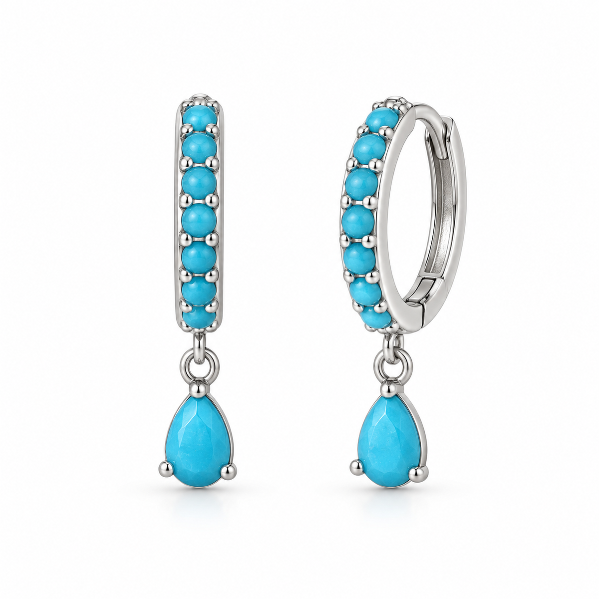 Orecchini a Cerchio con Goccia pendente in Argento 925