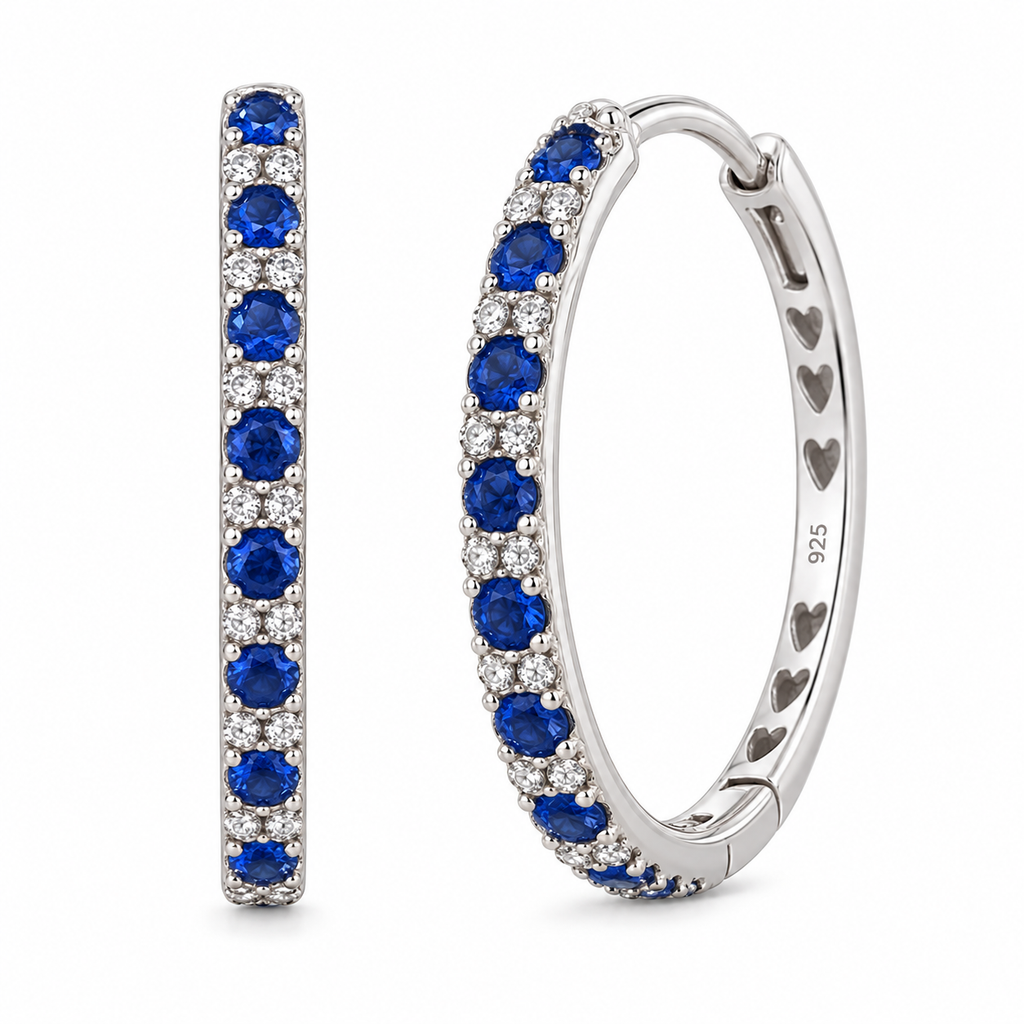 Orecchini a Cerchio strass bicolore in Argento 925