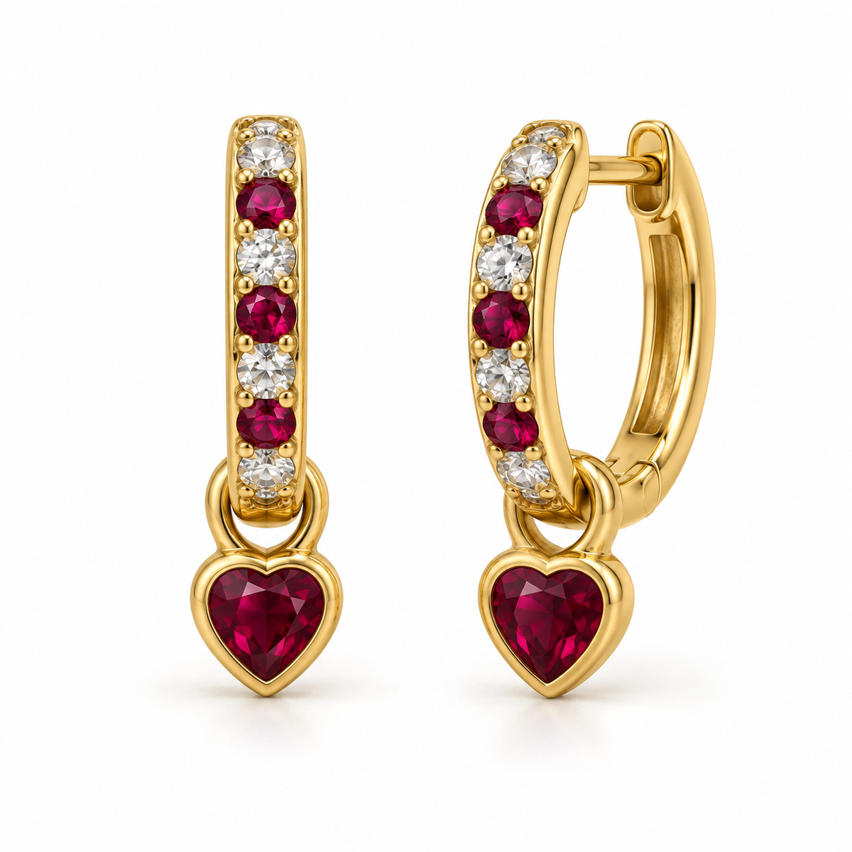 Orecchini a Cerchio con Cuore stass estraibile in Argento 925