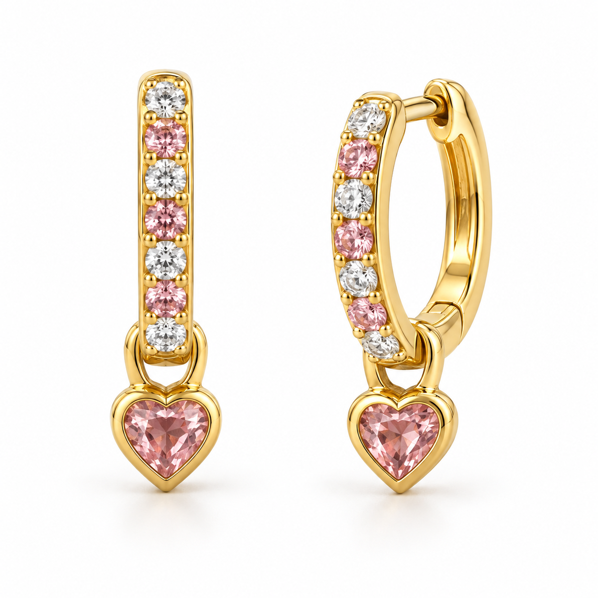 Orecchini a Cerchio con Cuore stass estraibile in Argento 925