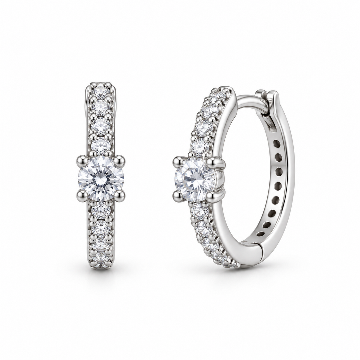 Orecchini a Cerchio con punto luce in Argento 925