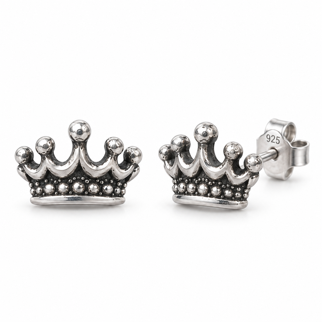 Orecchini a Lobo Corona in Argento 925 Rodiato