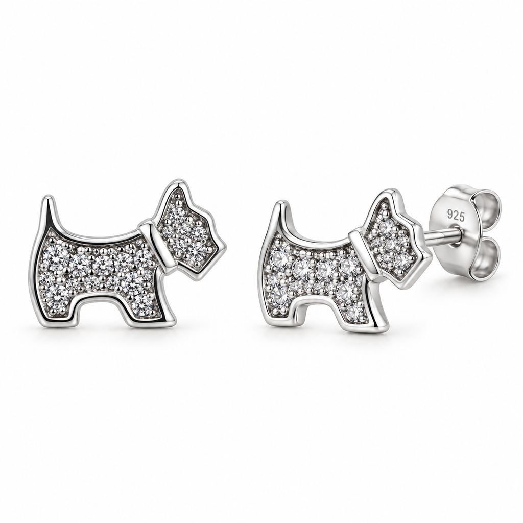 Orecchini a Lobo Cagnolino in Argento 925 Rodiato