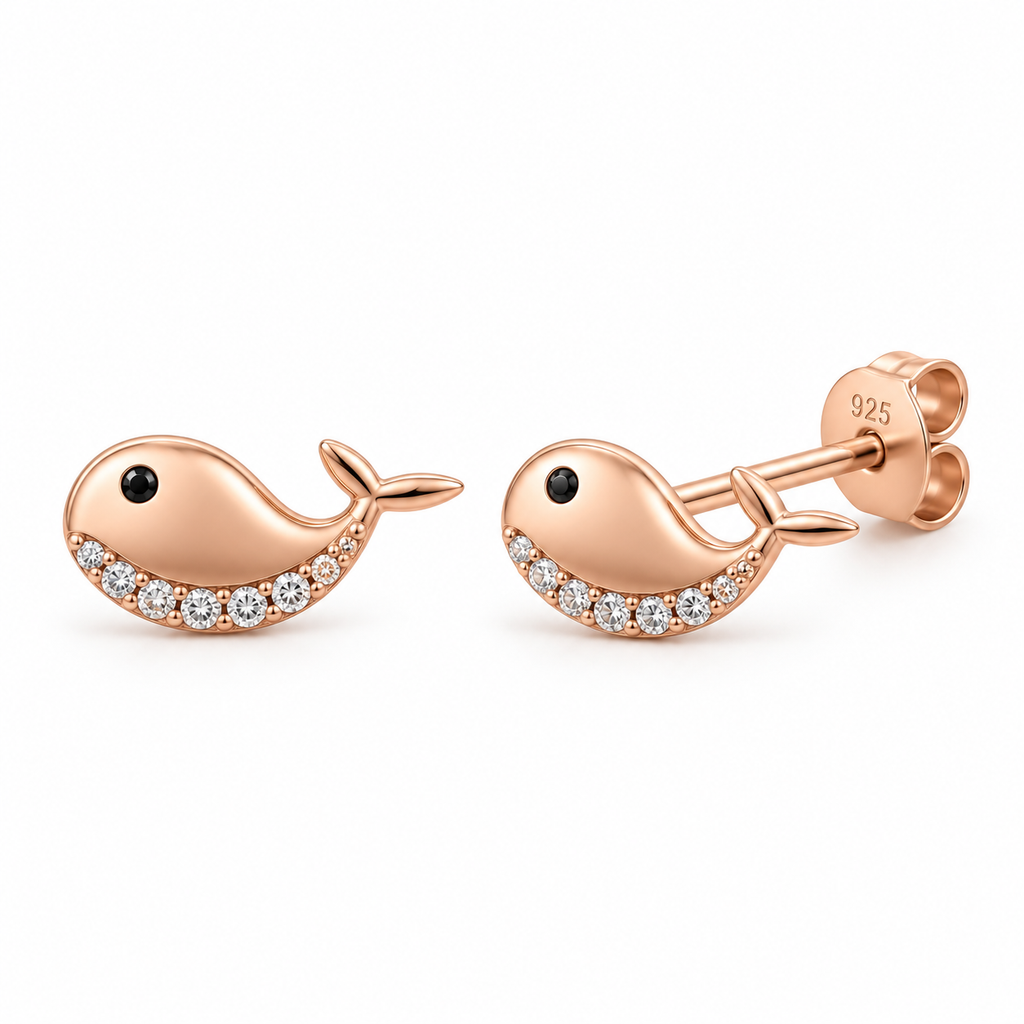 Orecchini a Lobo Balena in Argento 925 Rodiato