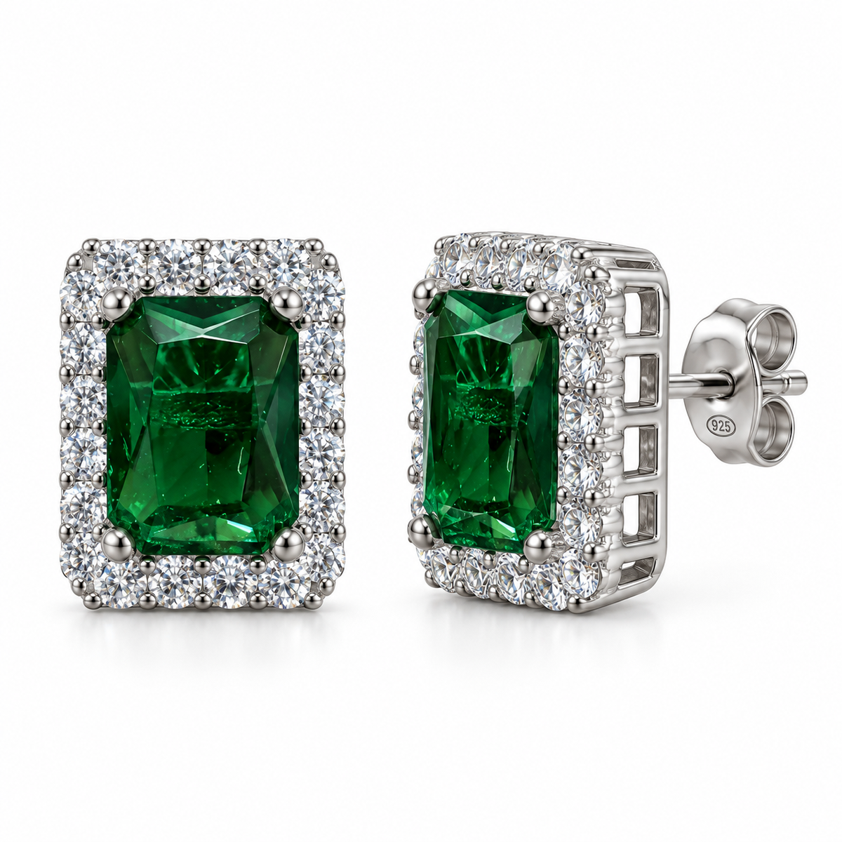 Orecchini Royale Rettangolari in Argento 925 Rodiato  – 10 × 12 mm