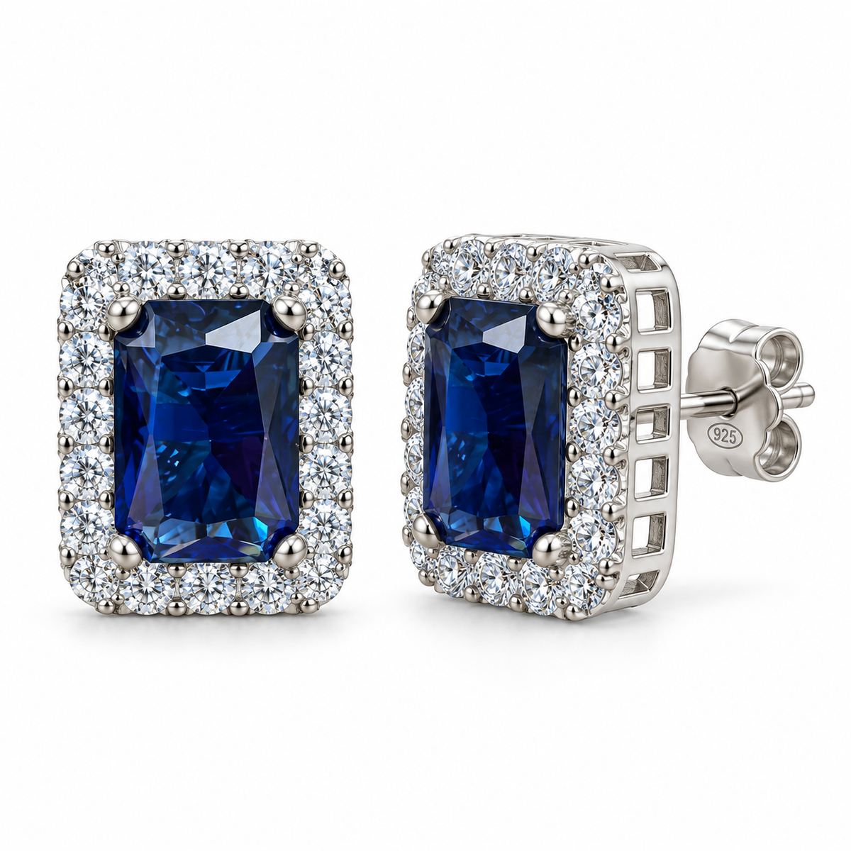 Orecchini Royale Rettangolari in Argento 925 Rodiato  – 10 × 12 mm