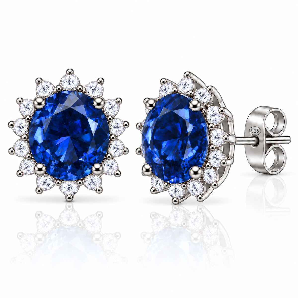 Orecchini Royale in Argento 925 Rodiato Tondi e Corona di Zirconi – 10 mm