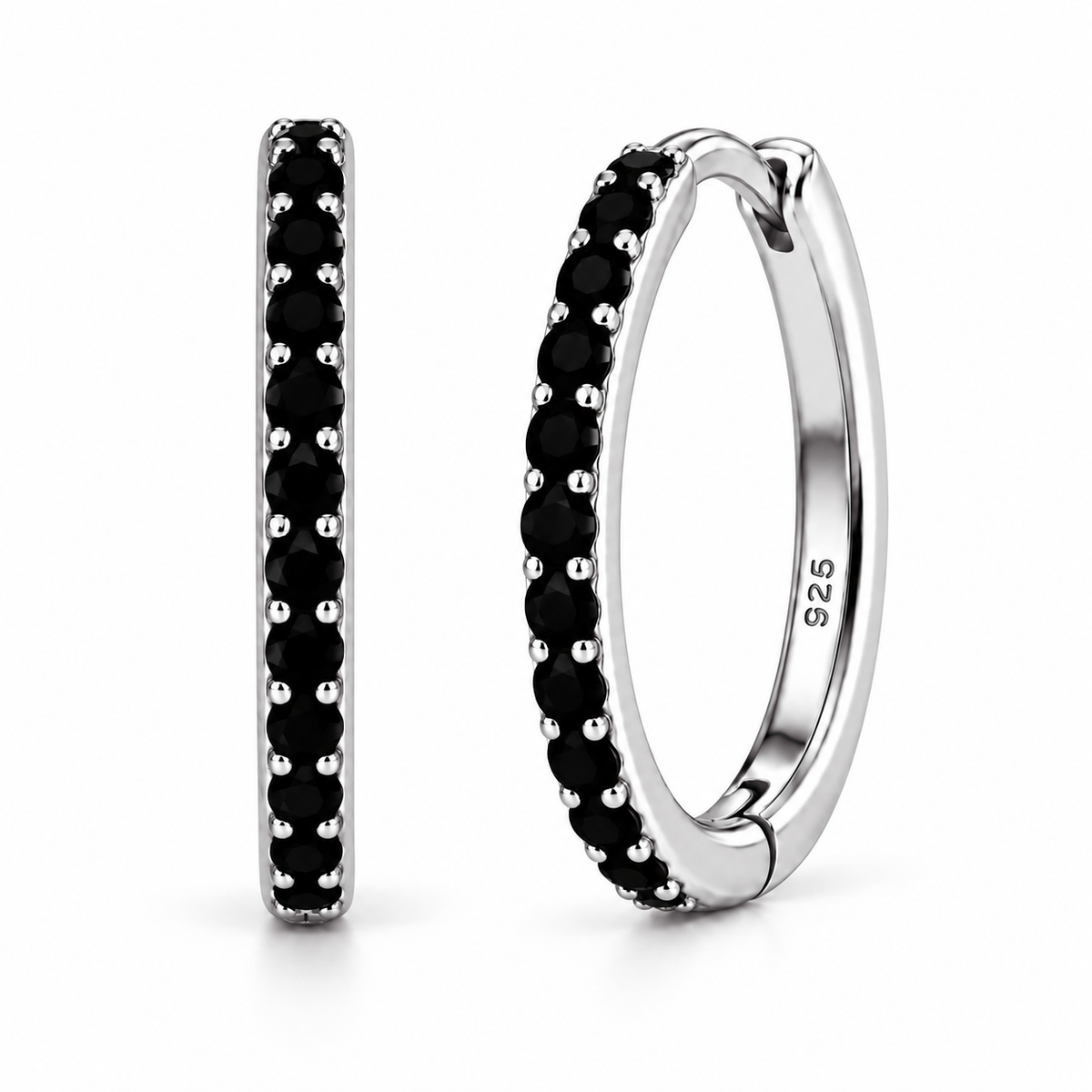 Orecchini a Cerchio Nero in argento 925 in 4 misure