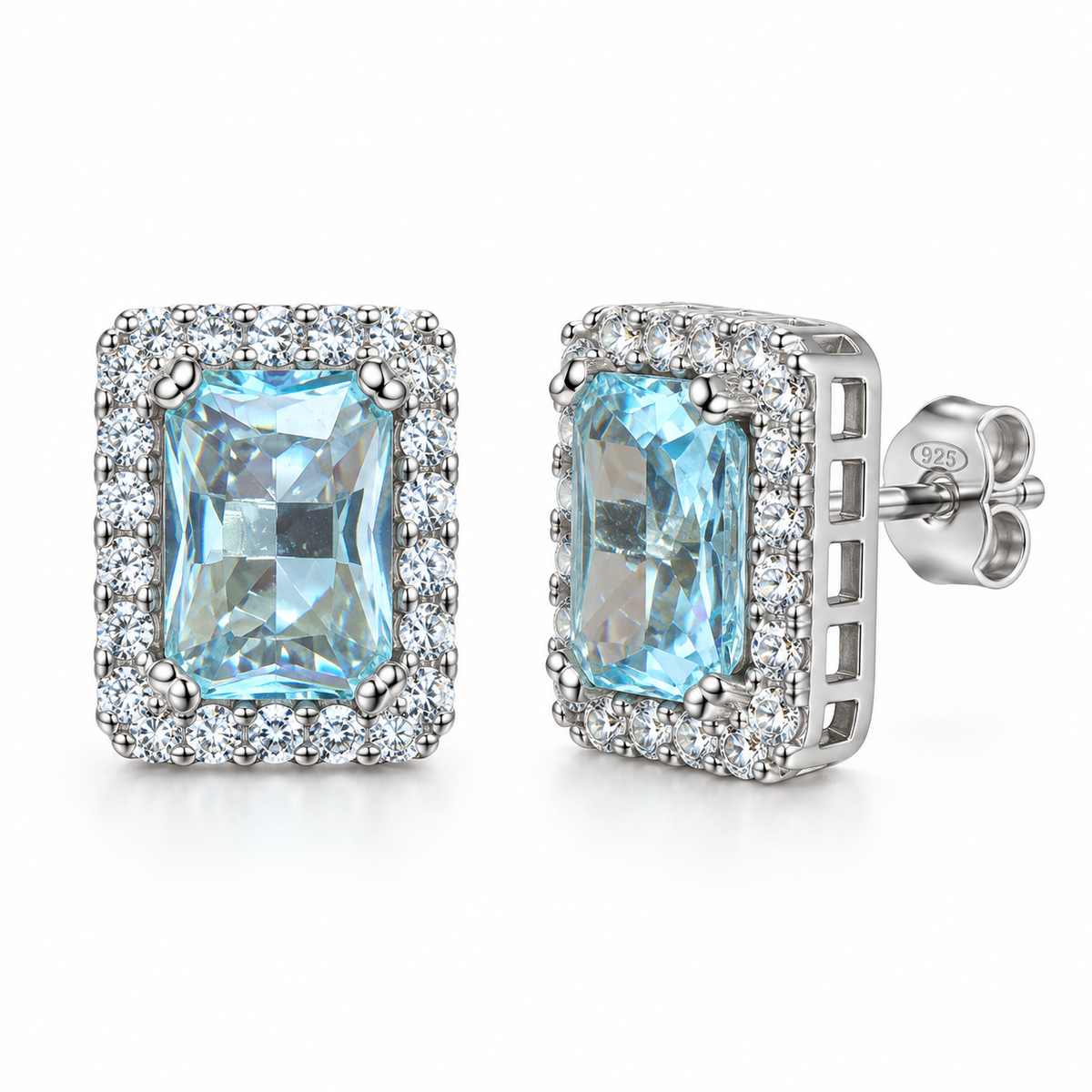 Orecchini Royale Rettangolari in Argento 925 Rodiato  – 10 × 12 mm
