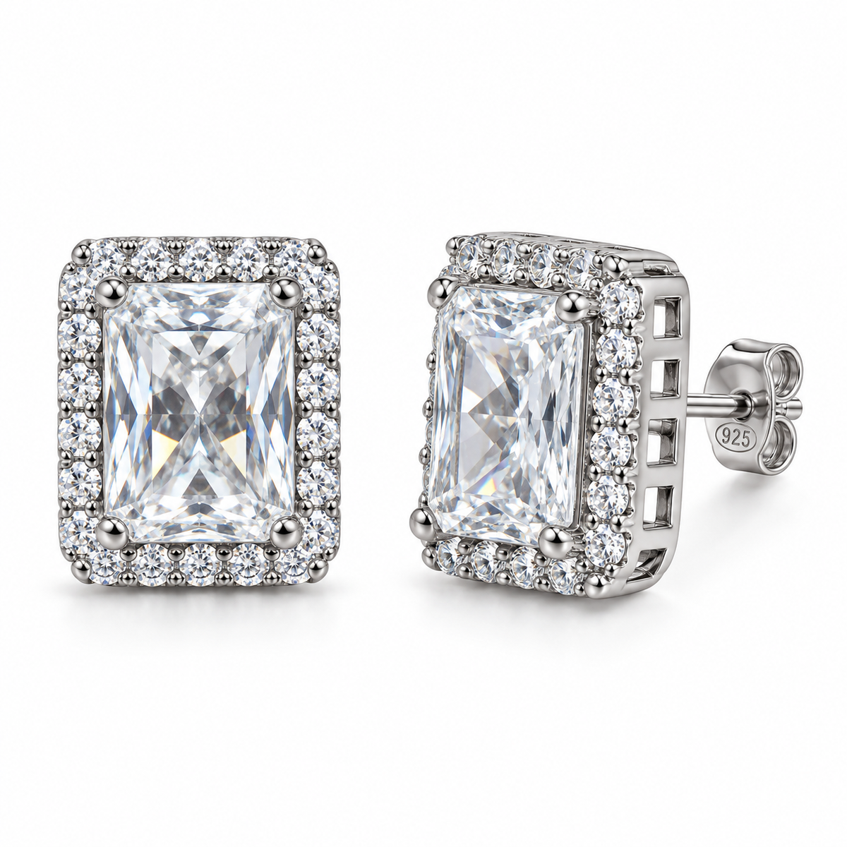 Orecchini Royale Rettangolari in Argento 925 Rodiato  – 10 × 12 mm