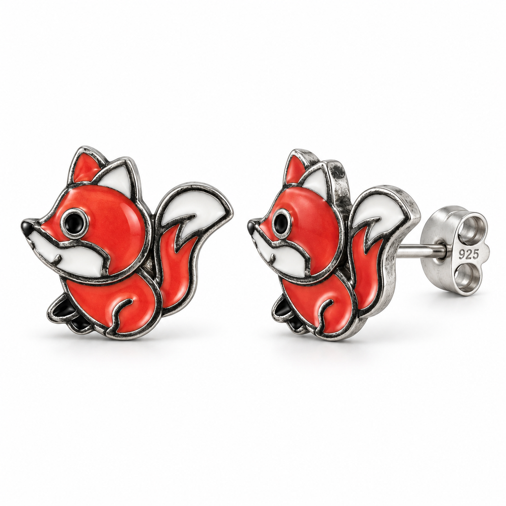 Orecchini a Lobo Volpe in Argento 925 Rodiato