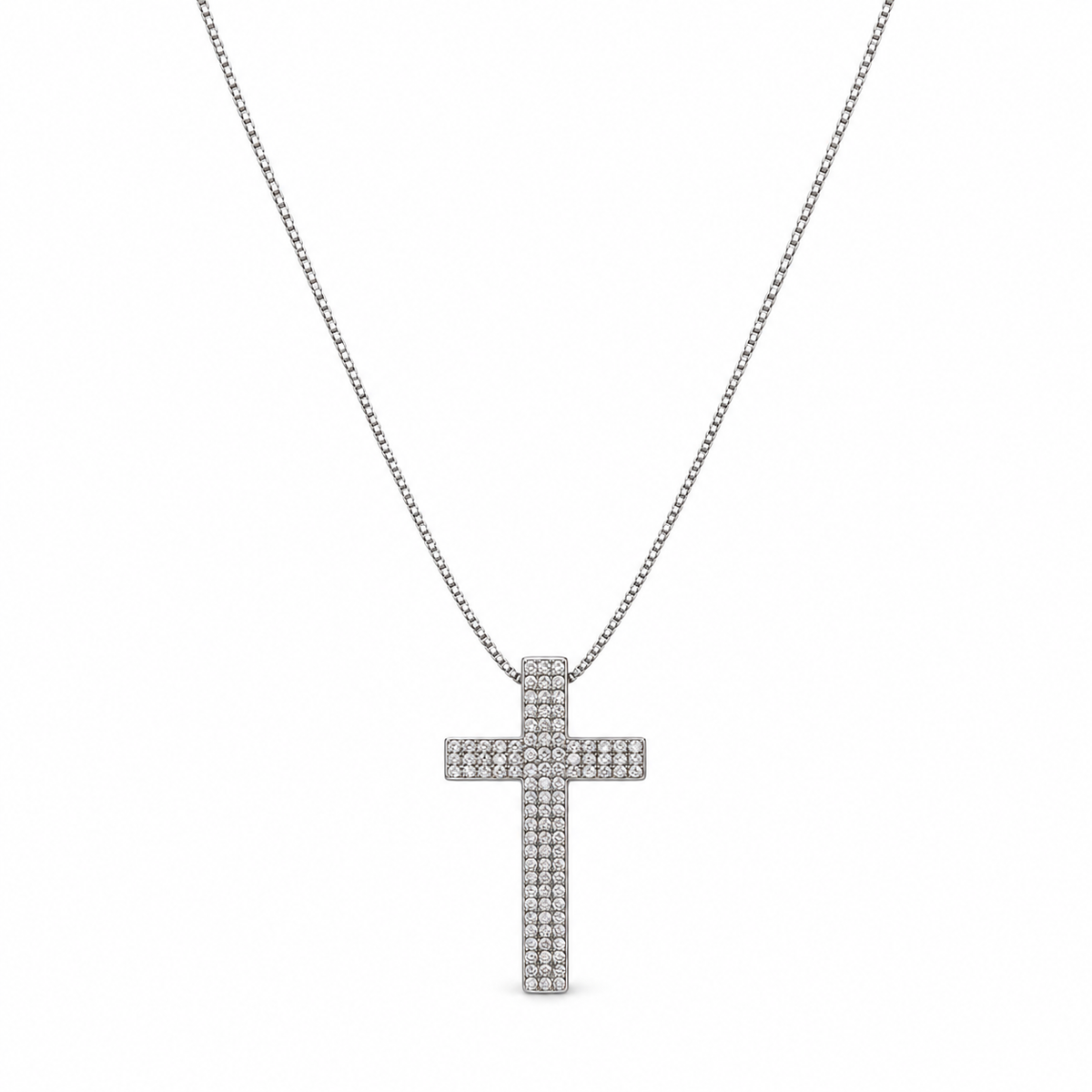 Collana Croce Pavè di strass in Argento 925