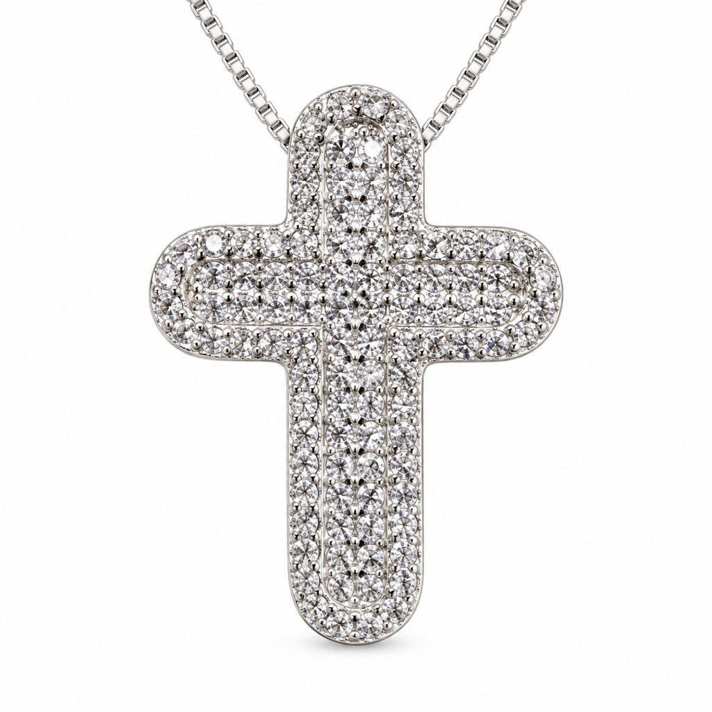 Collana Croce Pavè in Argento 925