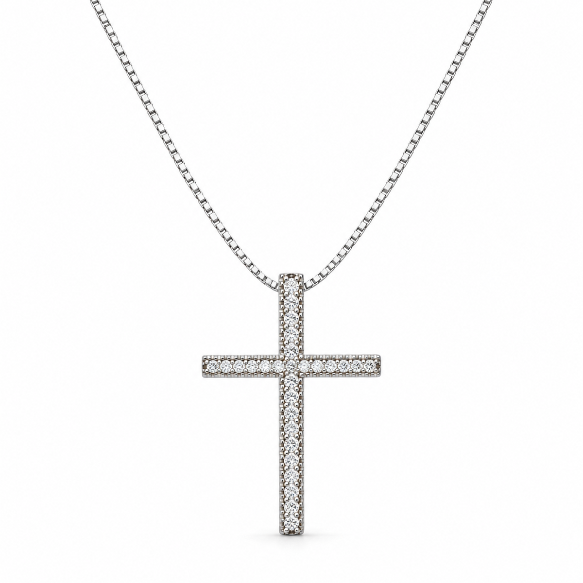Collana Croce Pavè di strass in Argento 925