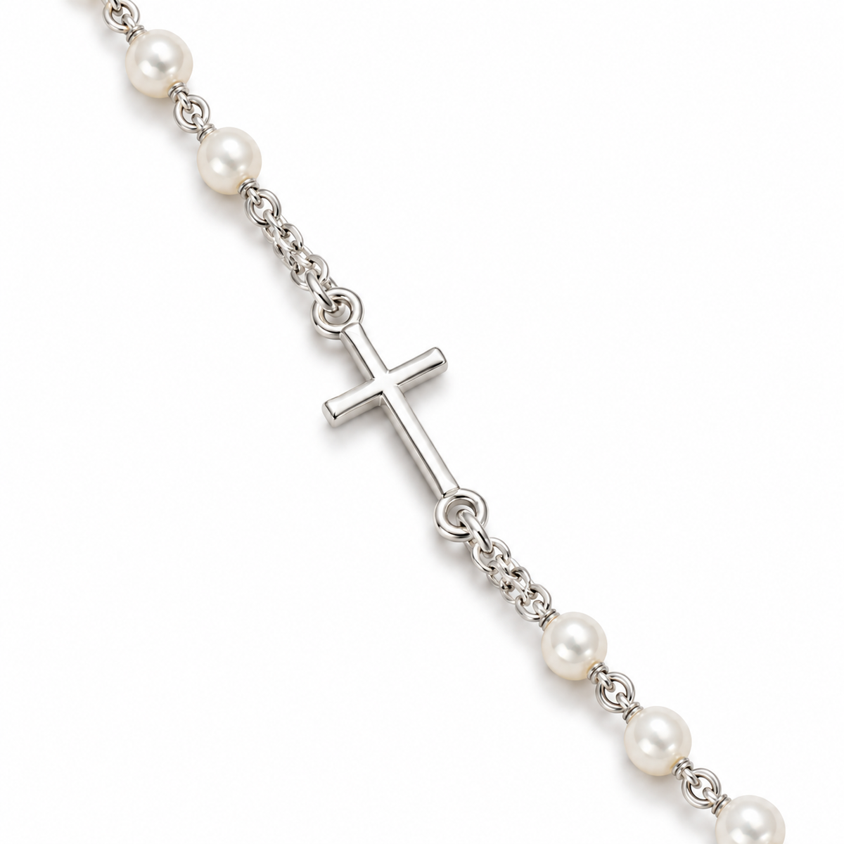 Collana Rosario Sfere di Perla da 3mm in Argento 925 rodiato
