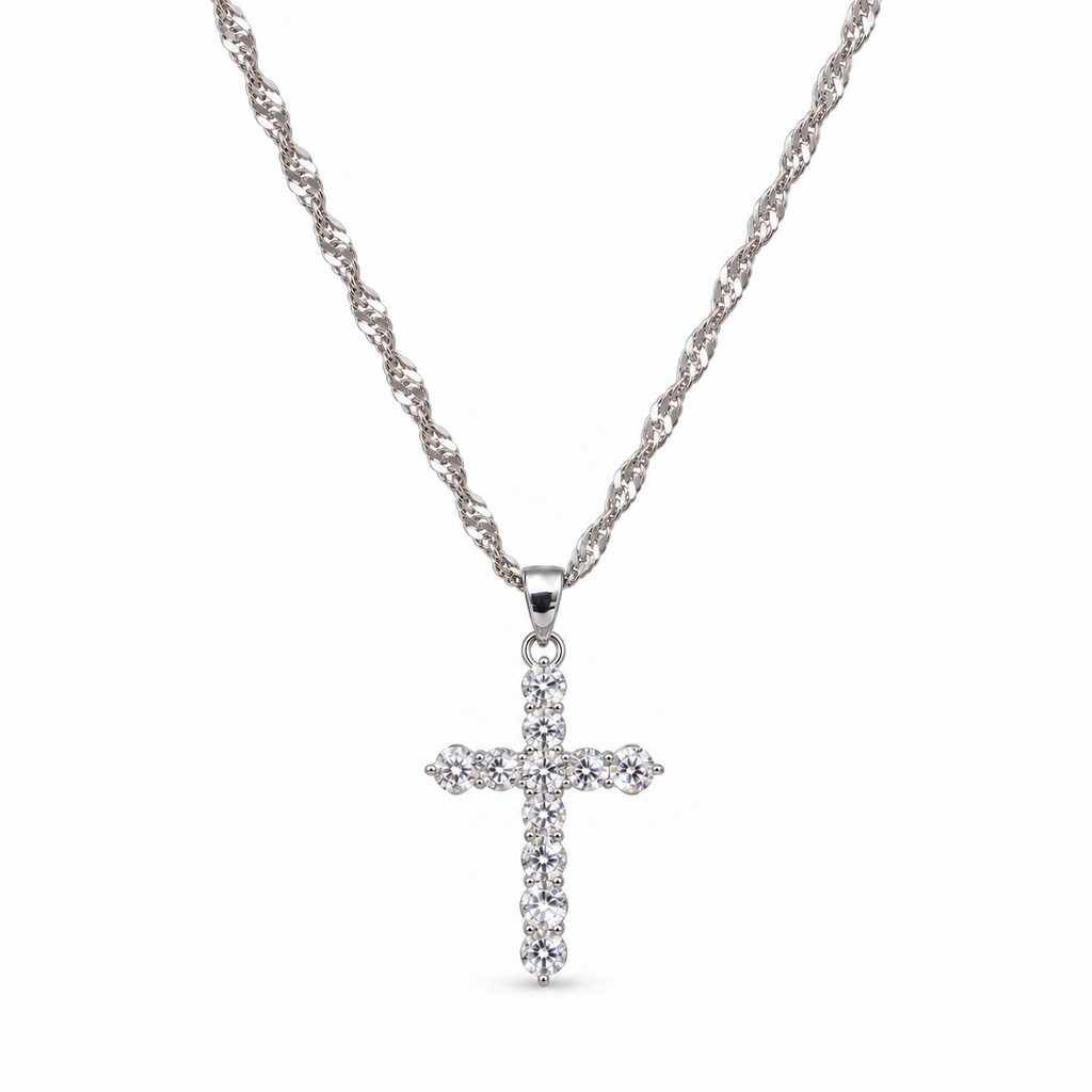 Collana Croce con Cristalli in Argento 925