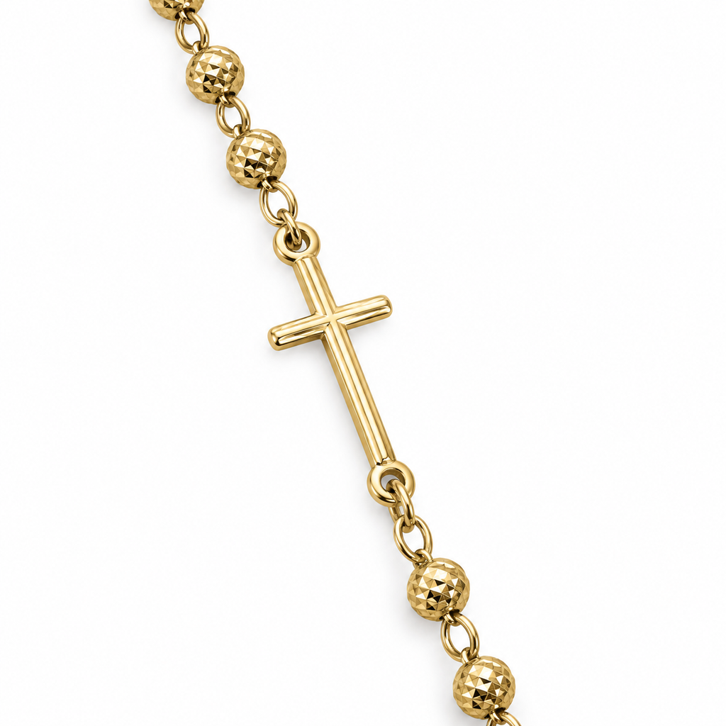 Collana Rosario Sfere Sfaccettate da 4mm in Argento 925 rodiato