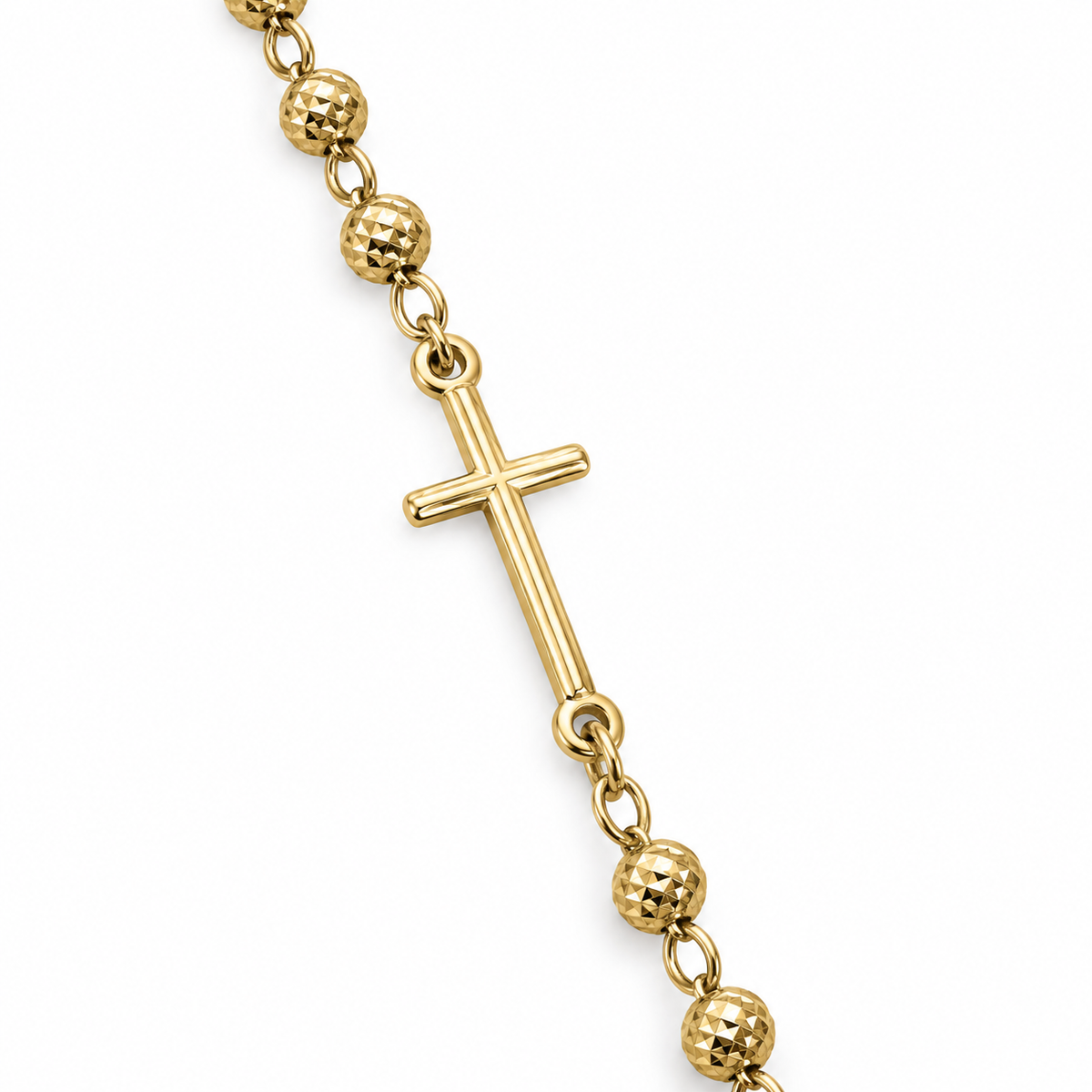 Collana Rosario Sfere Sfaccettate da 4mm in Argento 925 rodiato