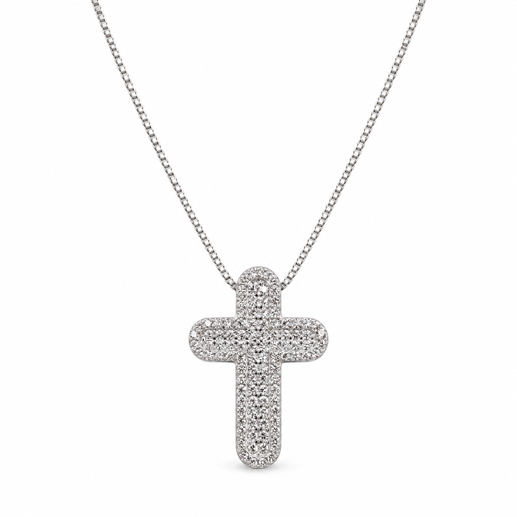Collana Croce Pavè in Argento 925