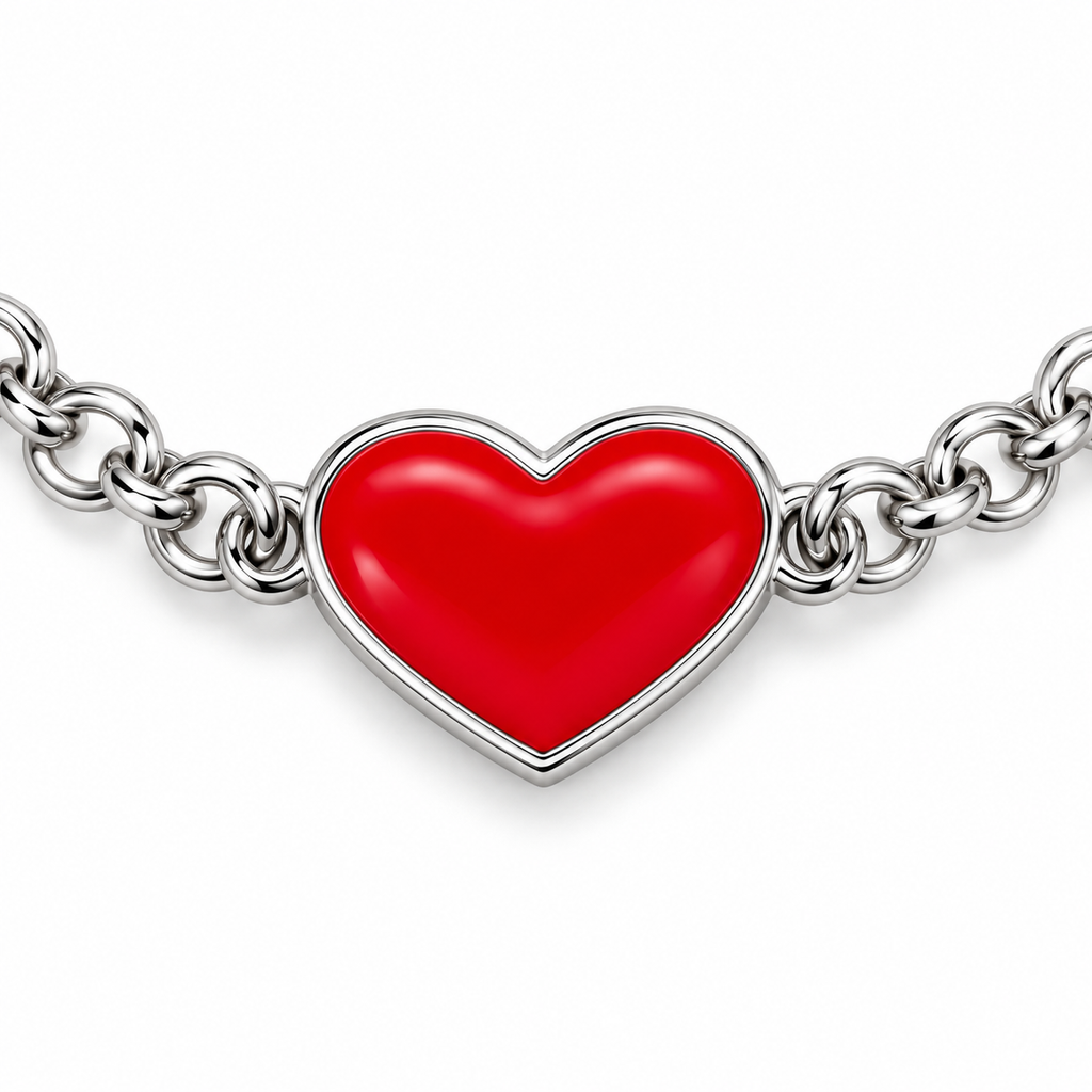 Bracciale per Bambini con Cuore e Piastrina Incisibile in Argento 925