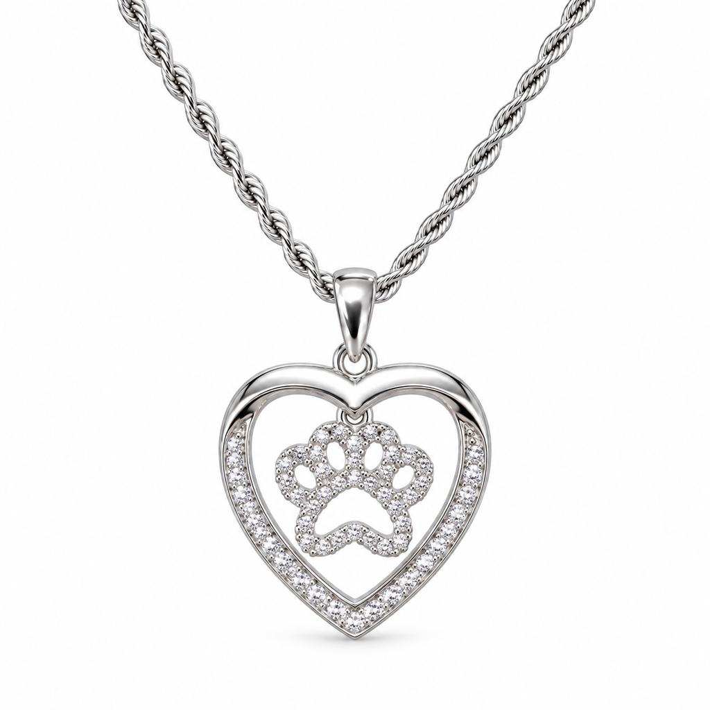 Collana con Ciondolo Zampa strass in Argento 925