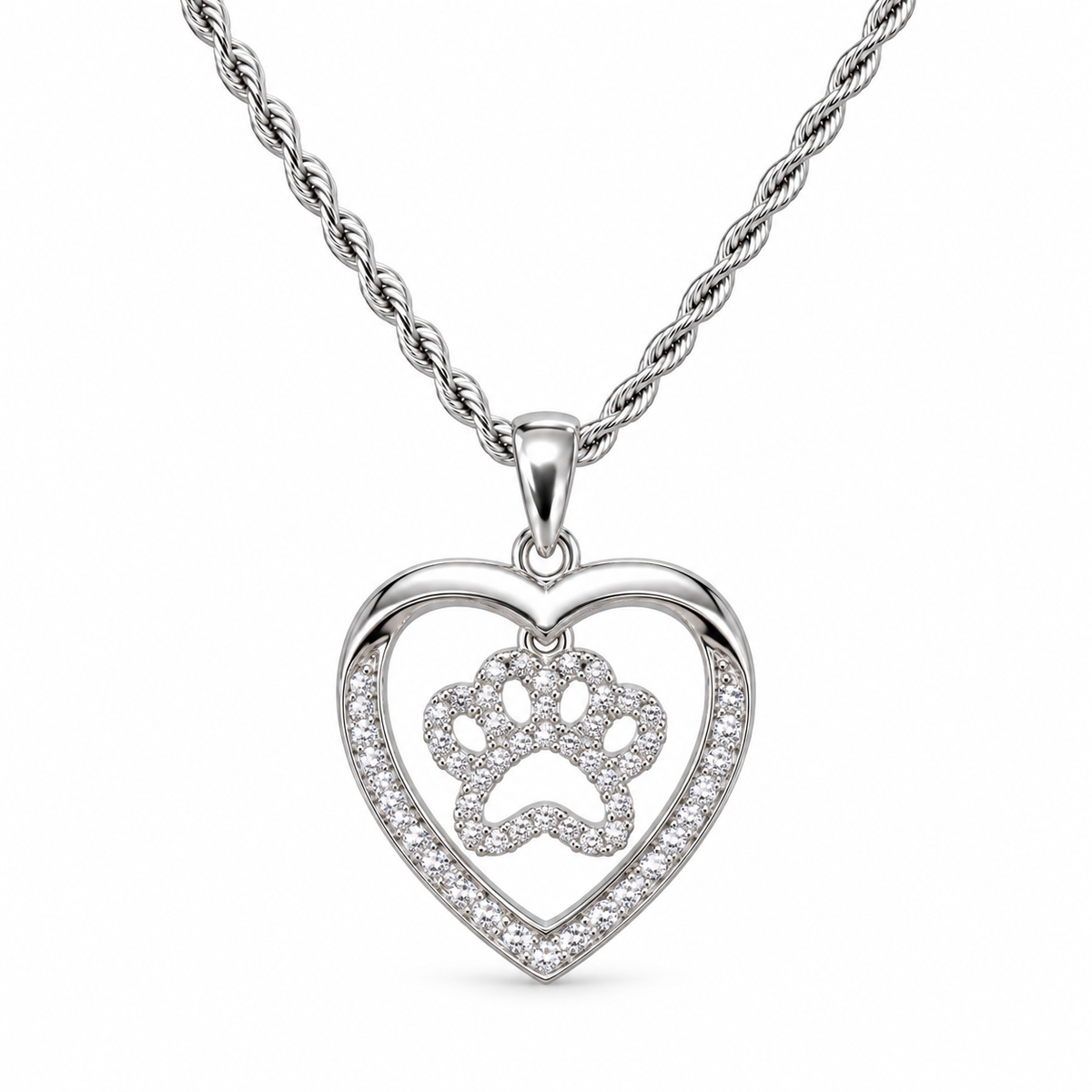Collana con Ciondolo Zampa strass in Argento 925