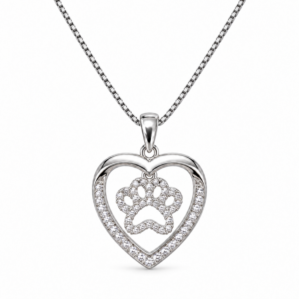 Collana con Ciondolo Zampa strass in Argento 925