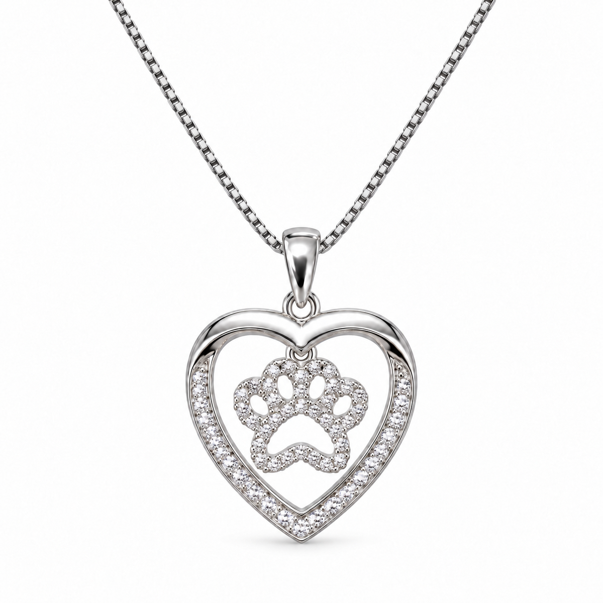 Collana con Ciondolo Zampa strass in Argento 925