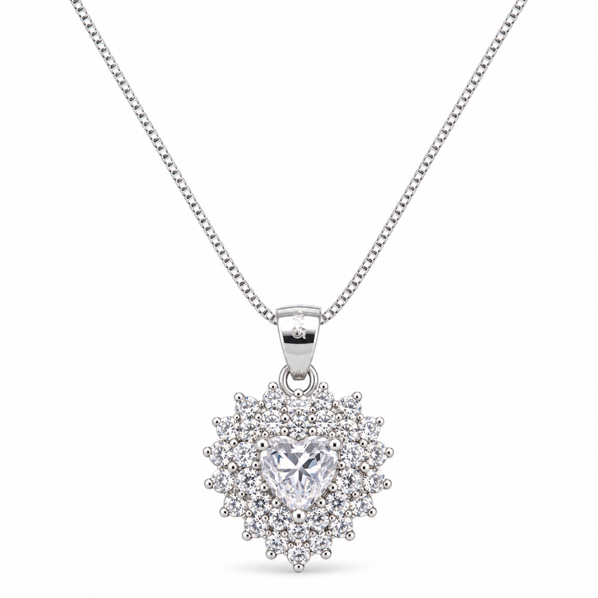 Collana Royal Cuore con doppia corona in Argento 925 Rodiato
