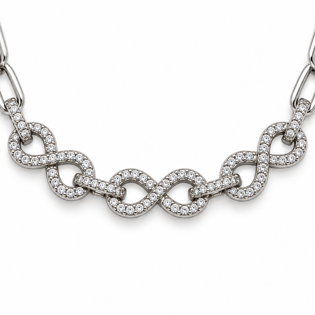 Bracciale con Infiniti e anelli di strass in Argento 925