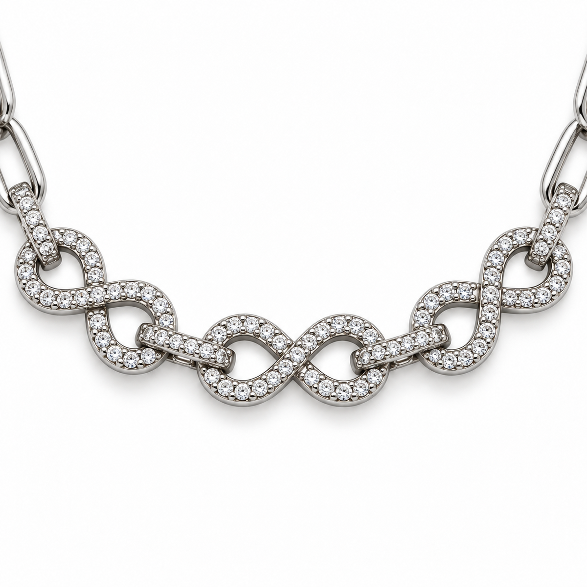Bracciale con Infiniti e anelli di strass in Argento 925