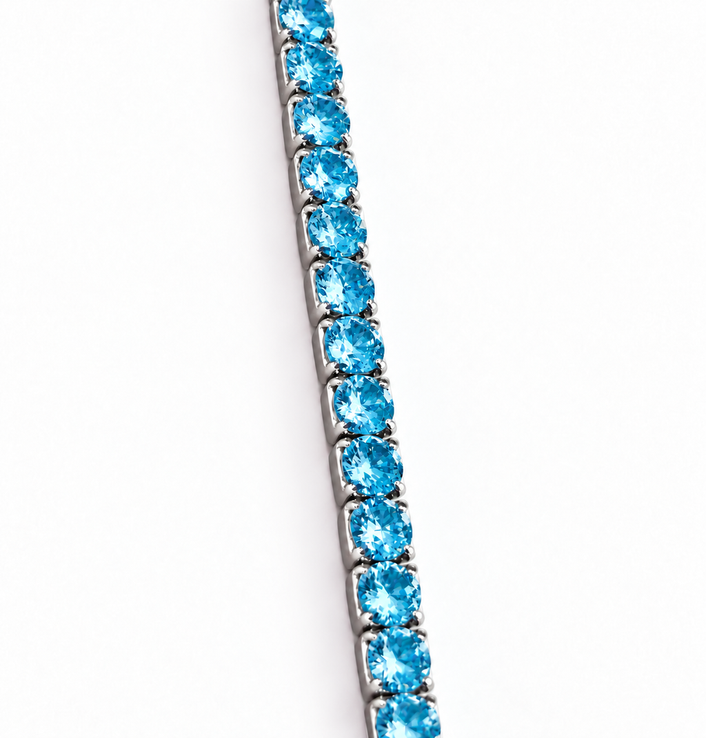 Bracciale Tennis Azzurro in Argento 925 Rodiato