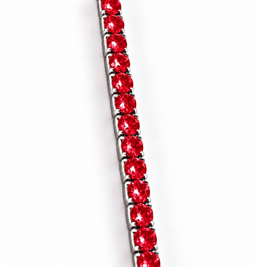 Bracciale Tennis Rosso in Argento 925 Rodiato