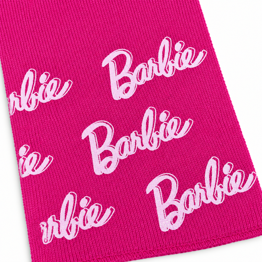Set Barbie in Maglia con Cappello e Sciarpa con Logo