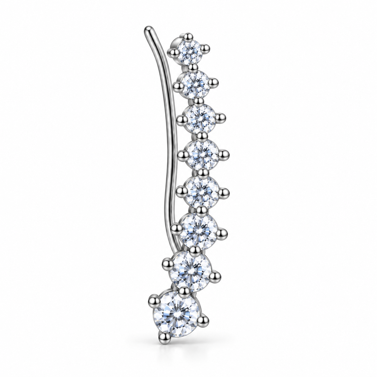 Orecchino Ear Climber mono Puntoluce in Argento 925 Rodiato