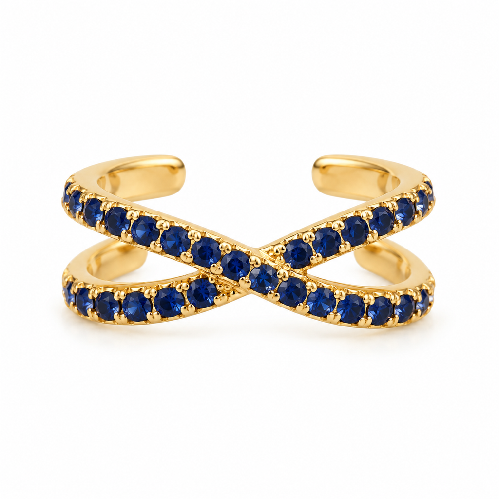 Ear Cuff mono Incrociato in Argento 925 Rodiato