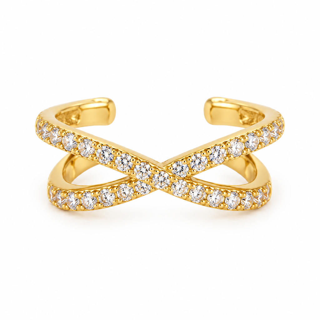 Ear Cuff mono Incrociato in Argento 925 Rodiato