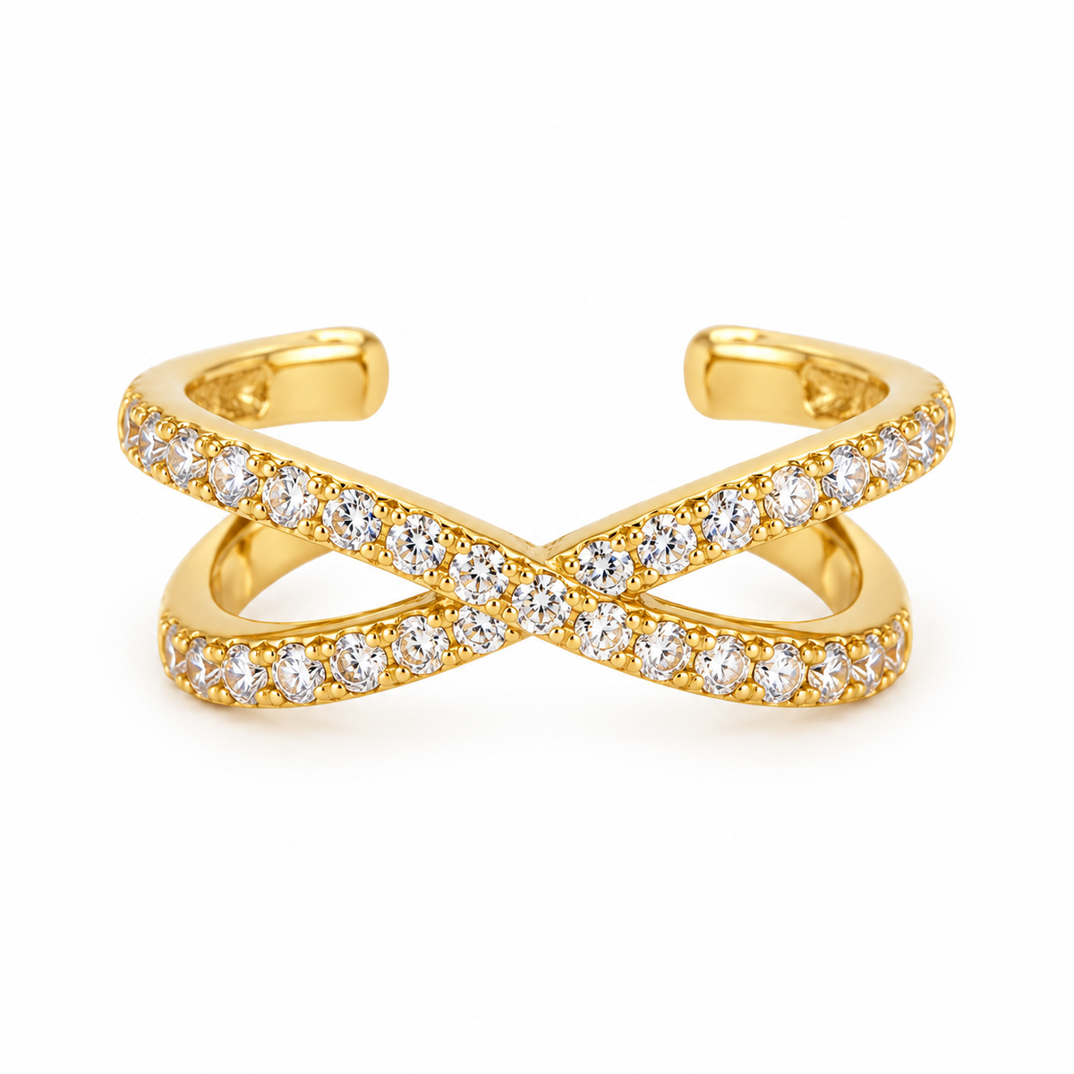 Ear Cuff mono Incrociato in Argento 925 Rodiato