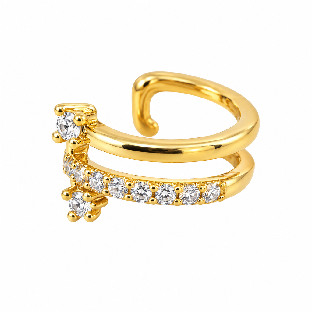 Ear Cuff mono Doppia Fascia in Argento 925 Rodiato