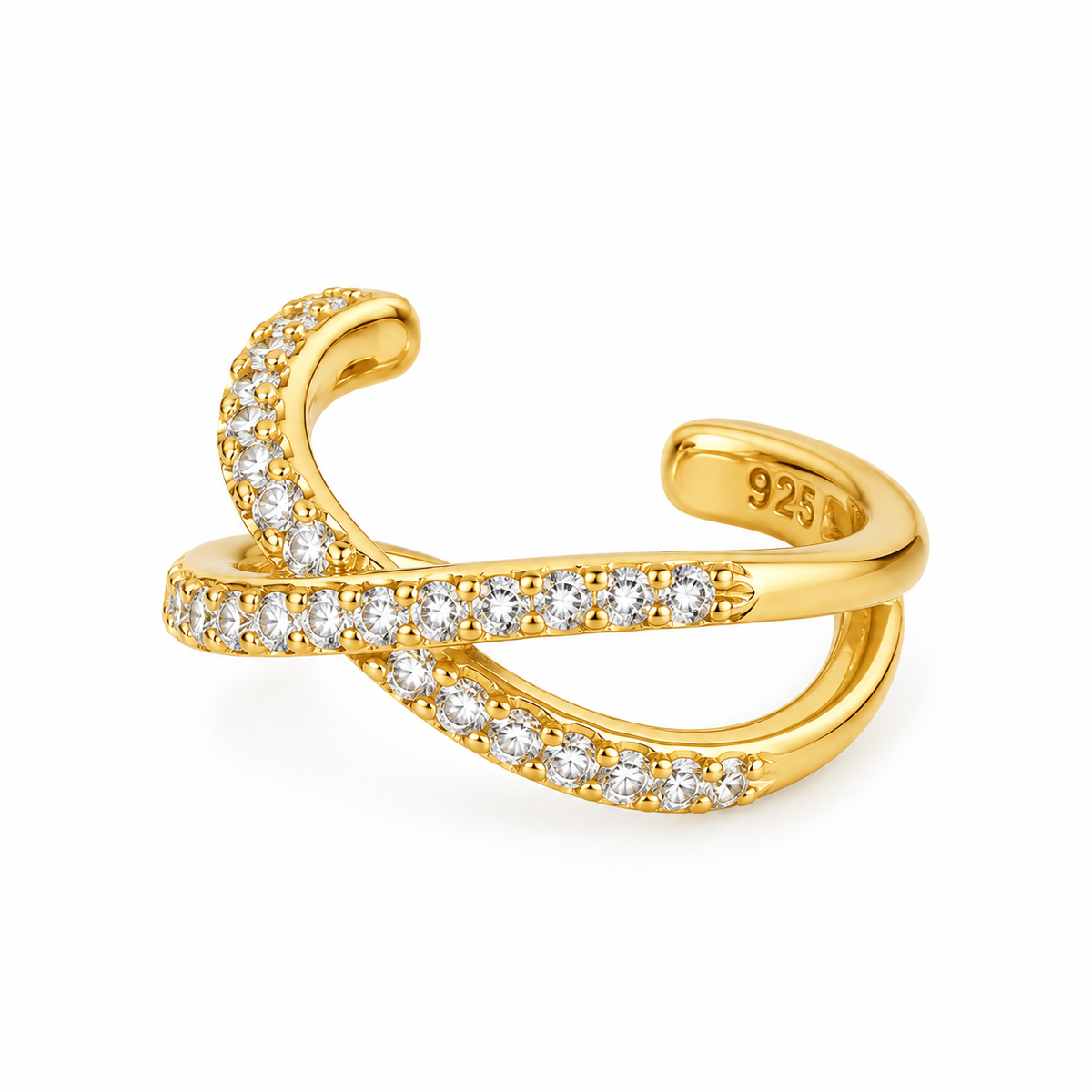 Ear Cuff mono Incrociato in Argento 925 Rodiato